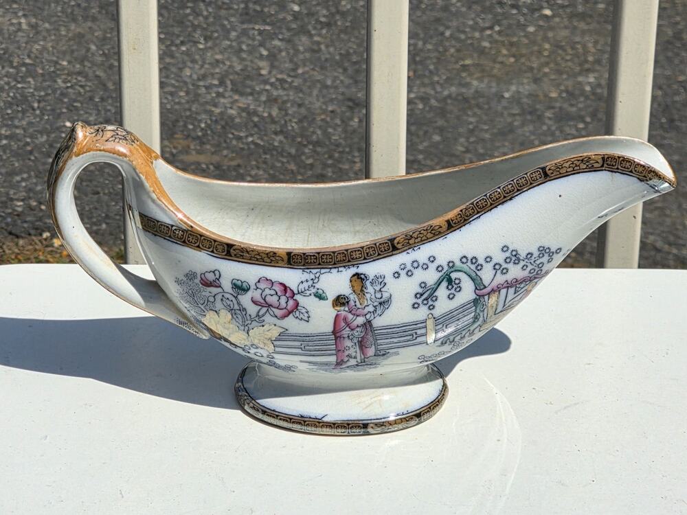 Antique Ashworth Brothers Chinese Pattern Gravy / Sauce Boat 16210 1861-1890